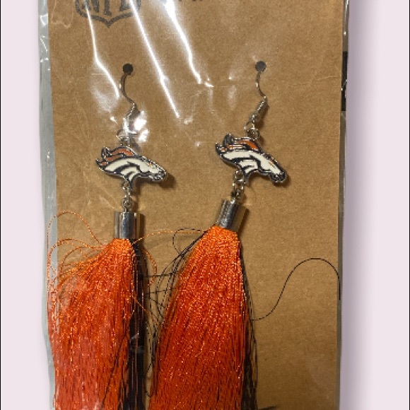 NFL officially licensed Denver Broncos tassel dangle earrings - Picture 2 of 3
